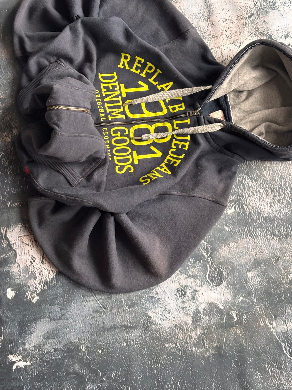 bluza hoodie zip 1981 granatowa vintage
