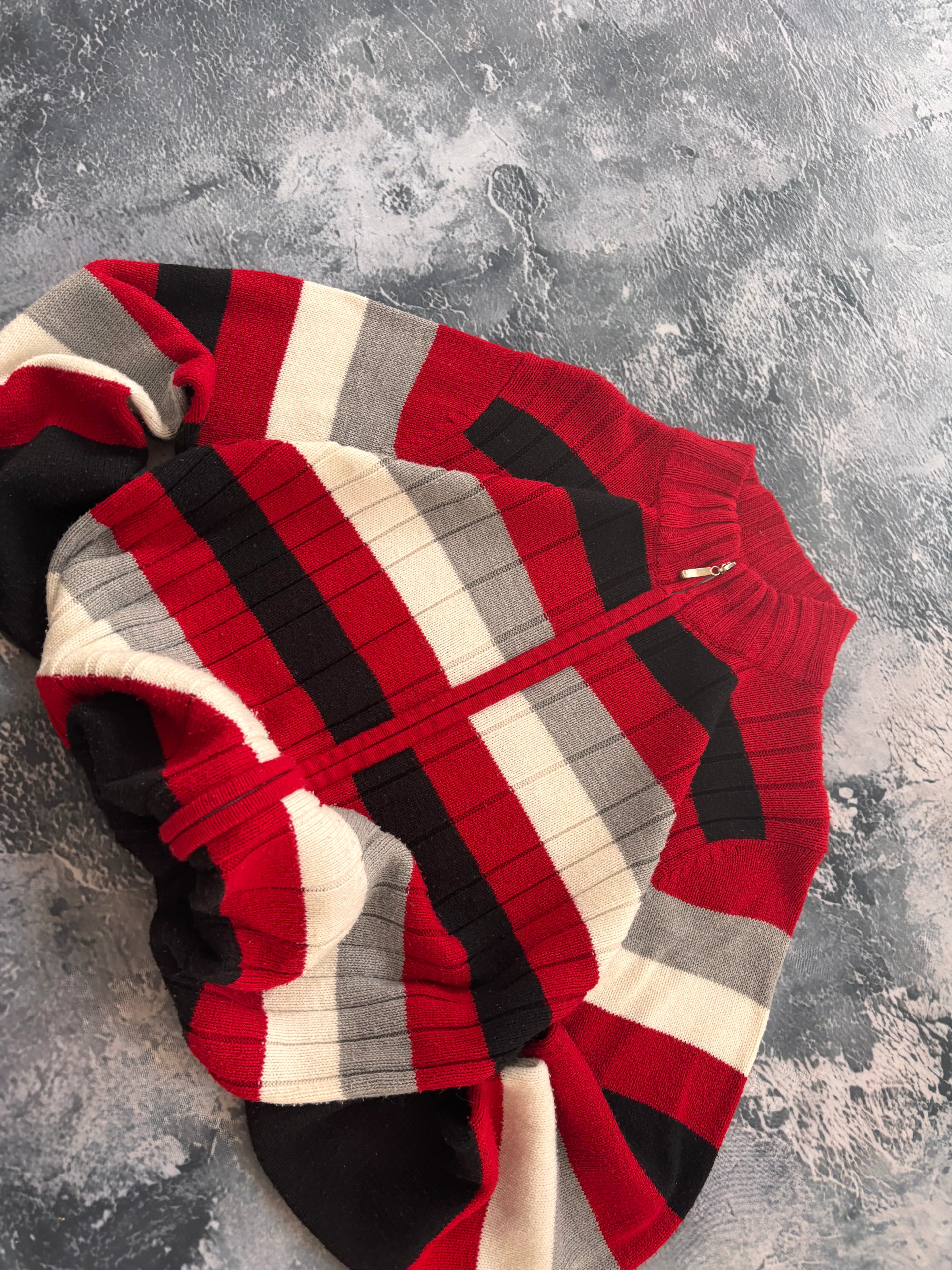 bluza zip w paski czerwona