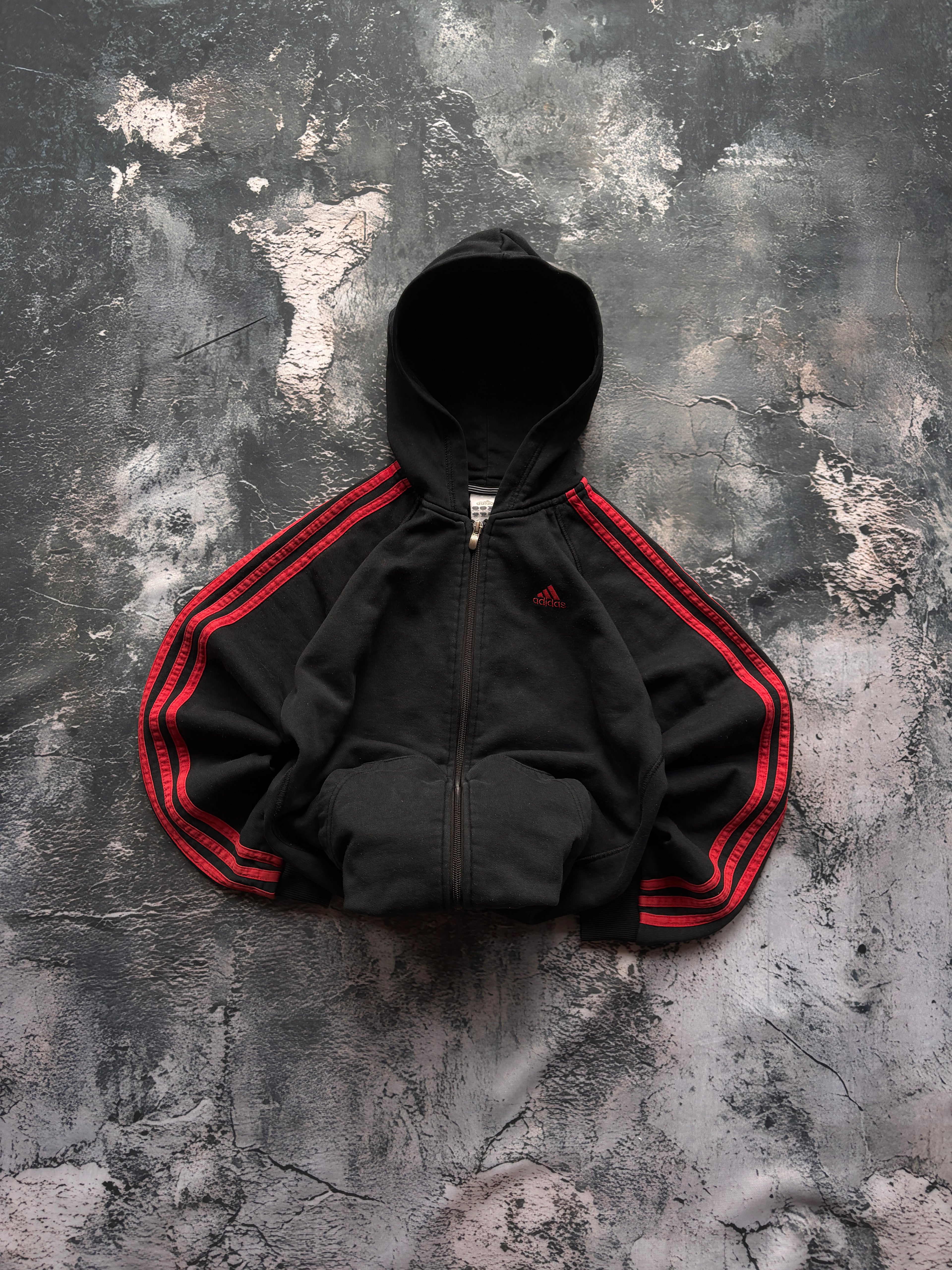 BLUZA HOODIE ADIDAS CZARNA OVOERSIZE W PASKI KLASYK