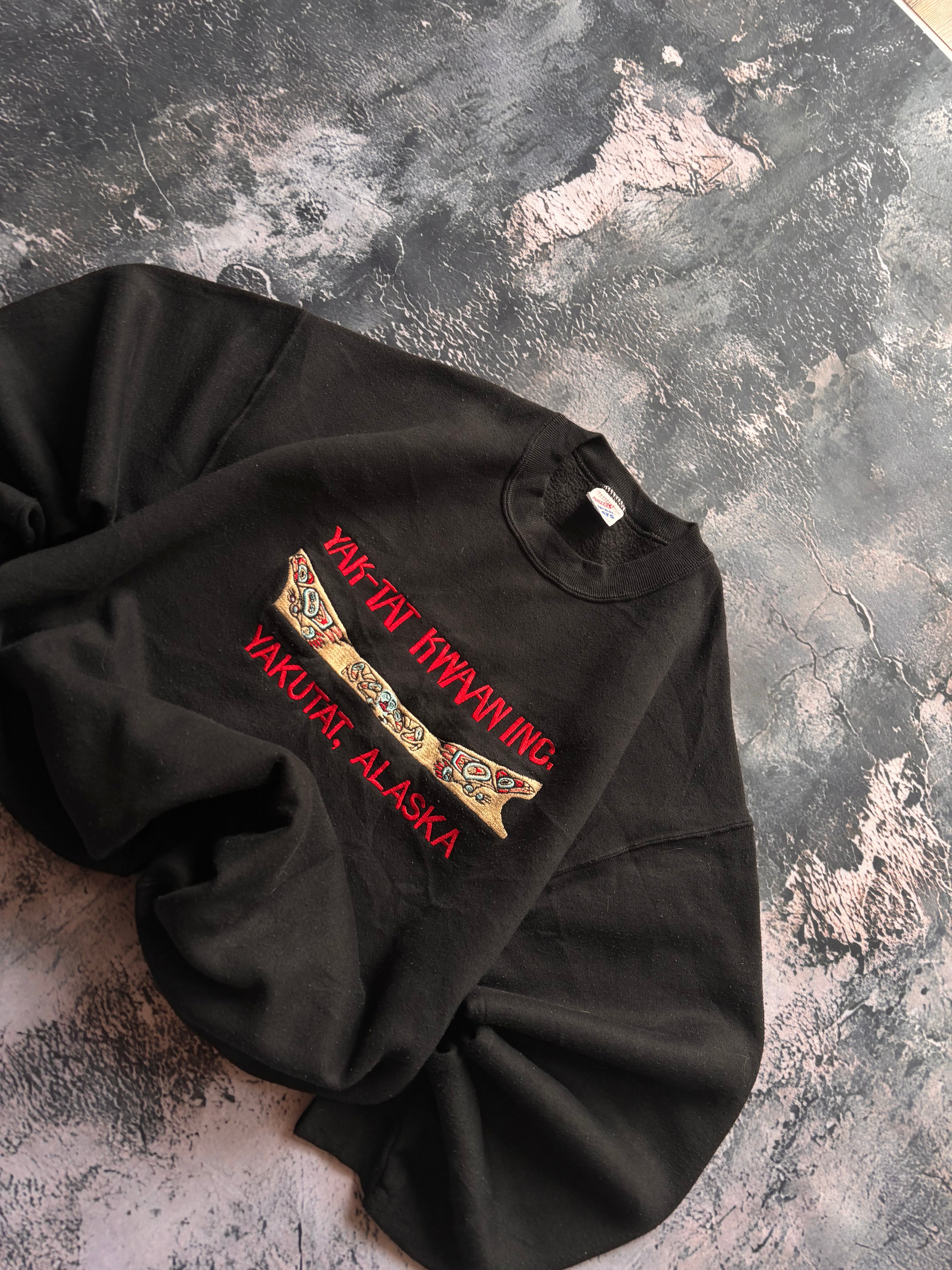 Bluza crewneck czarna oversize vintage oldschool retro 90s streetwear basic