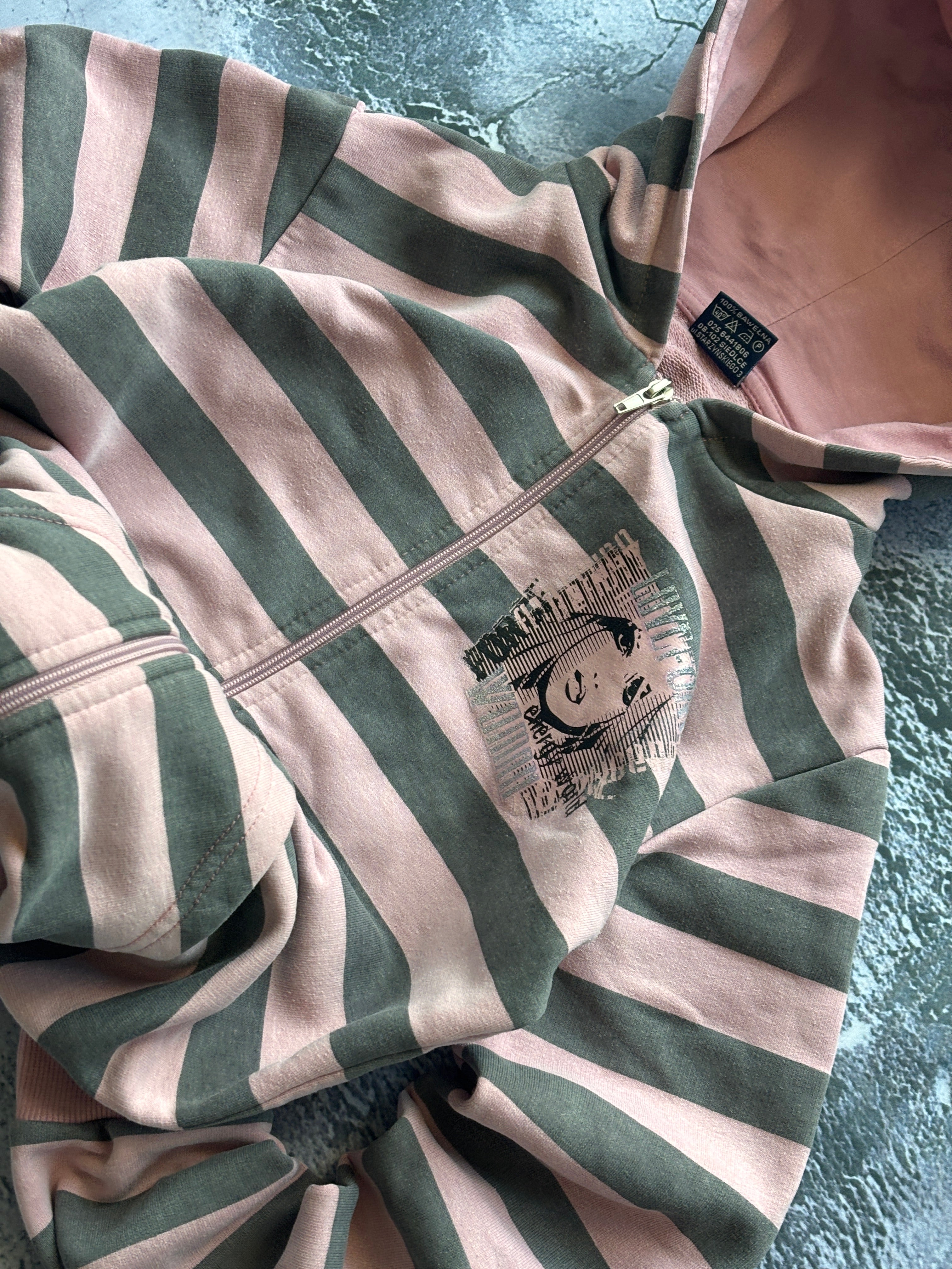 BLUZA ZIP STRIPES PROSTY KRÓJ SEXY Y2K VINTAGE UNIKAT