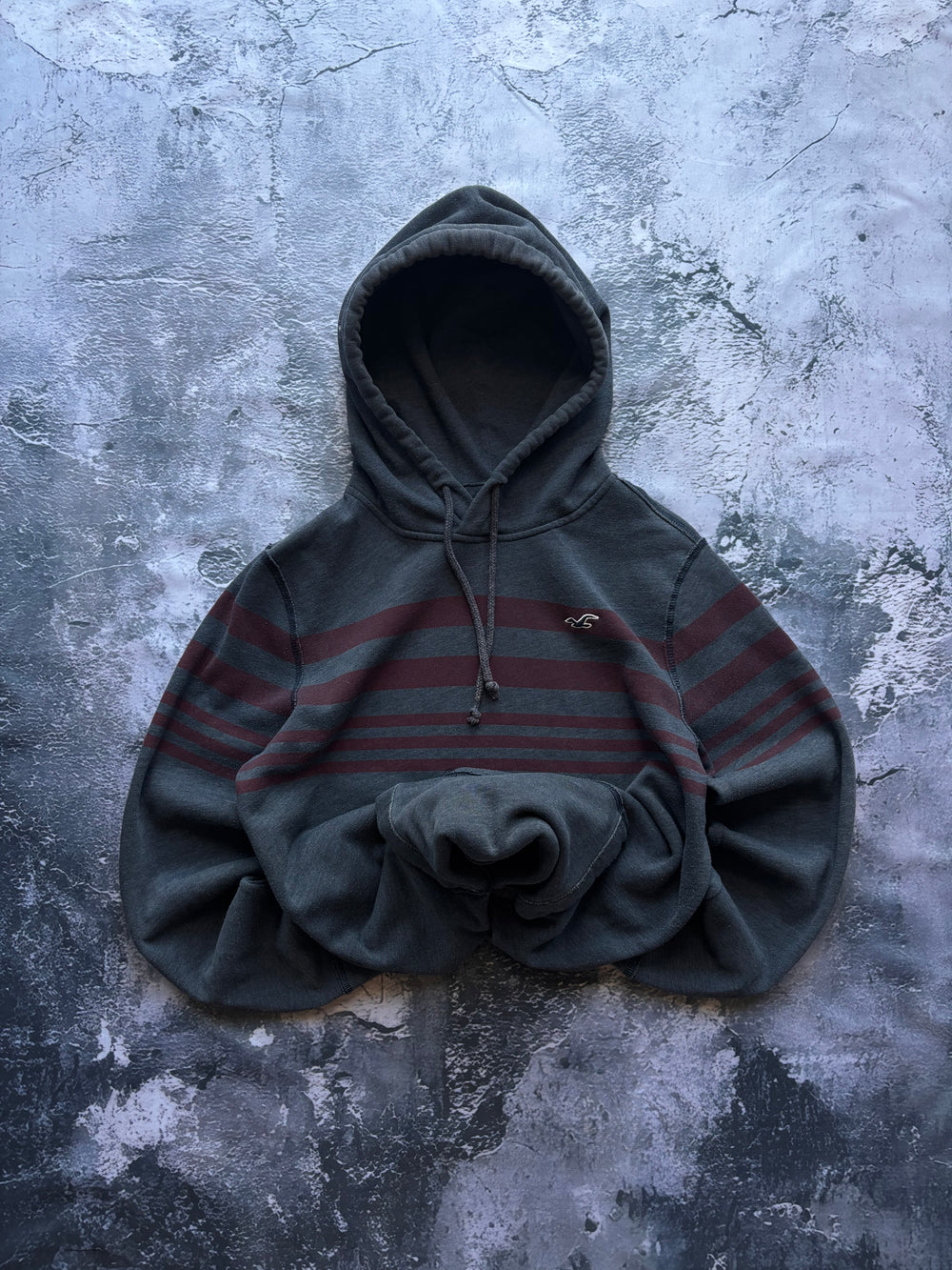 bluza hoodie szara vintage burgundowa HOLLISTER retro american usa w paski