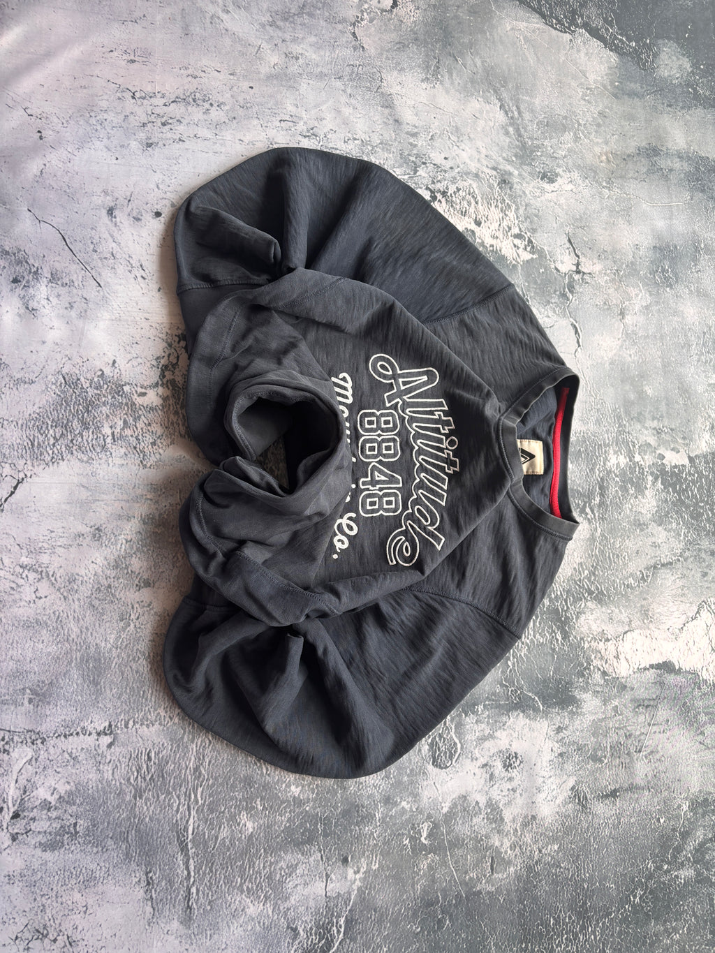 BLUZA HOODIE EFEKT SPRANIA HAFT UNIKAT GRANAT  BAGGY