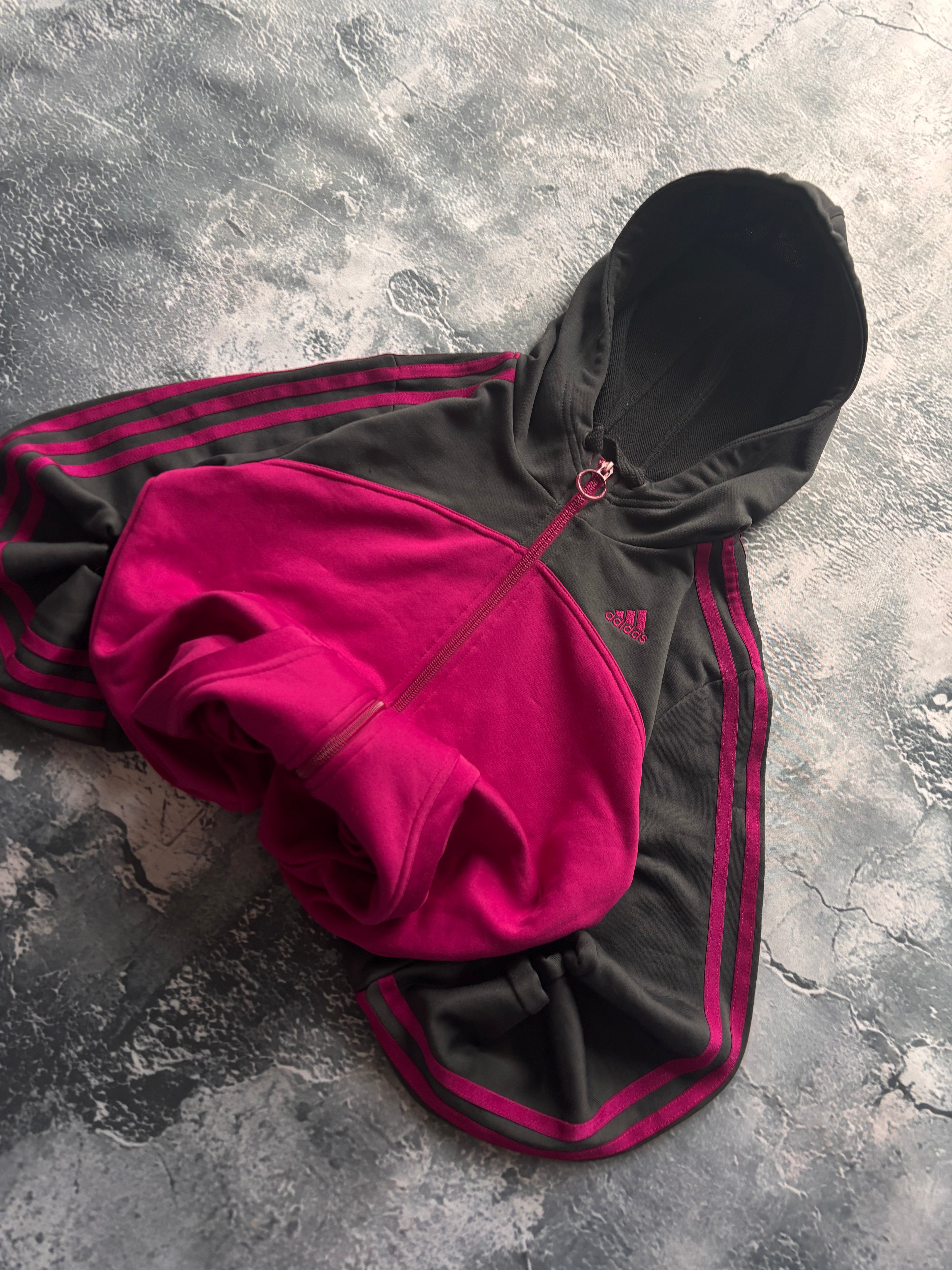 bluza zip hoodie Adidas fioletowo czarna