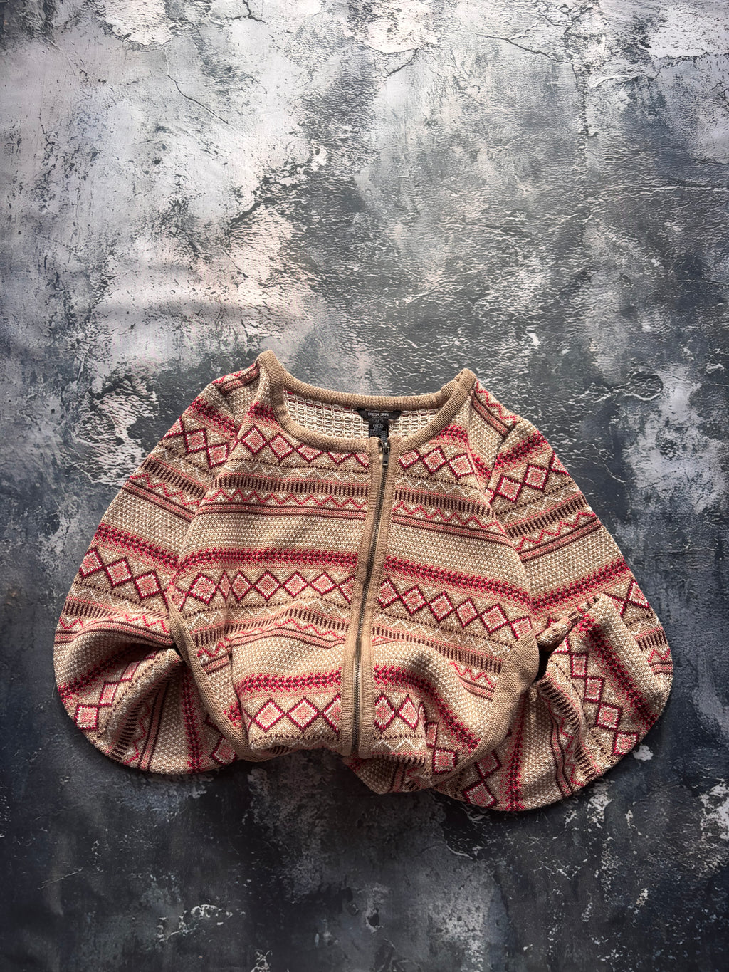 Bluza zip vintage we wzory nordic