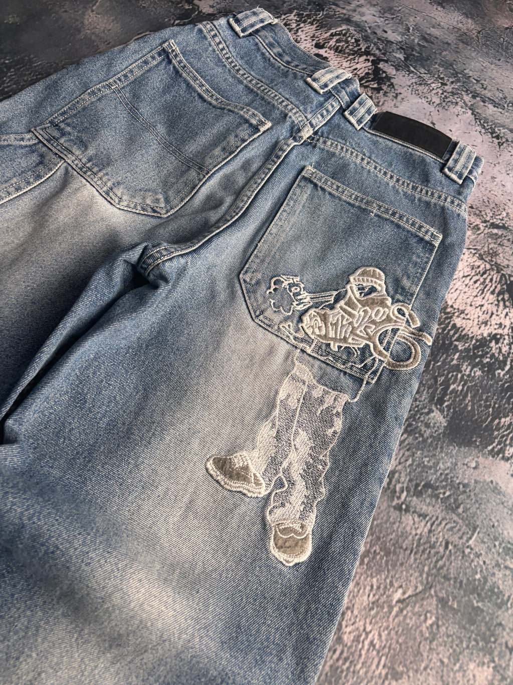 jeansy haft dzwony vintage usa streetwear