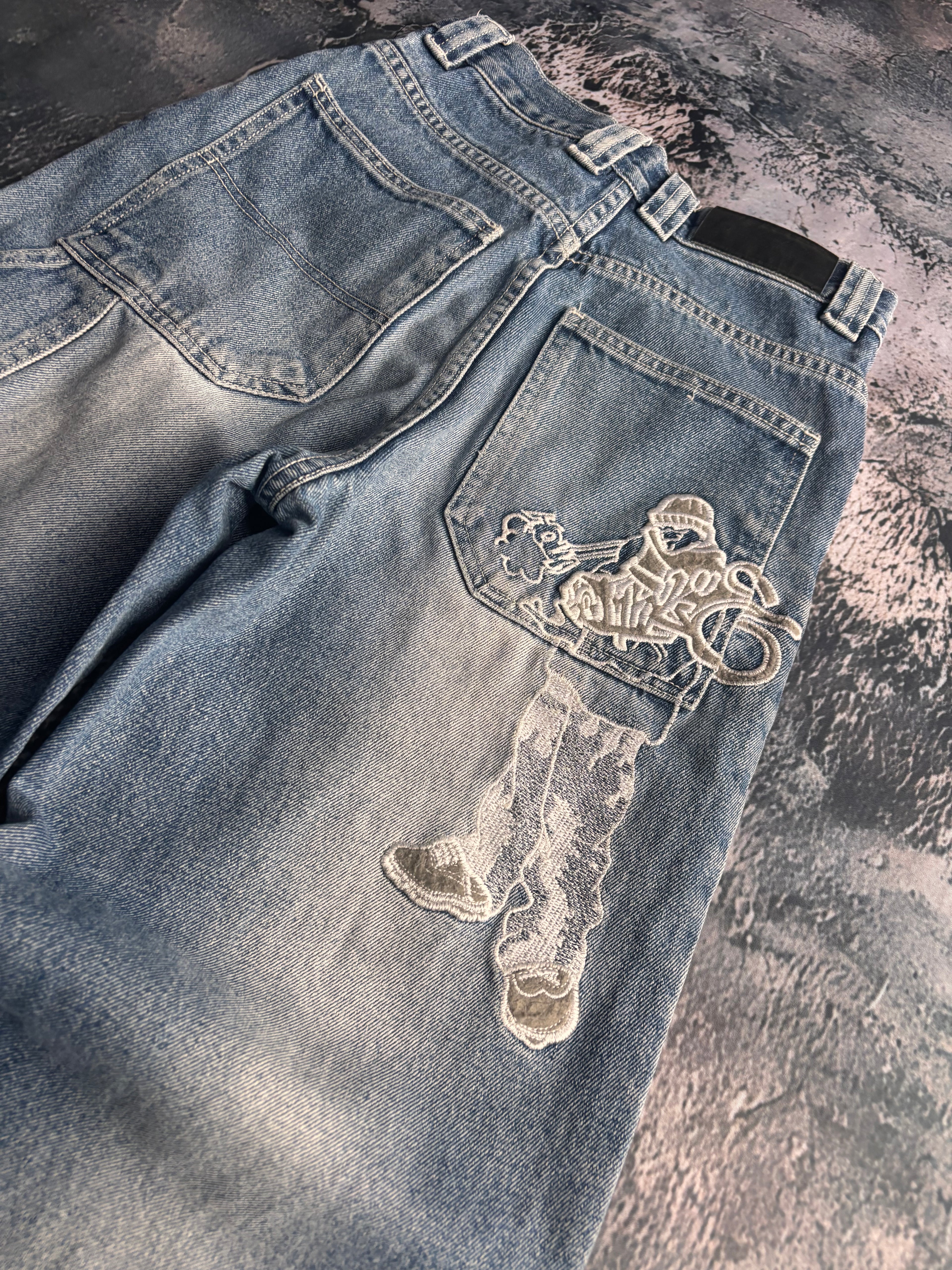 jeansy haft dzwony vintage usa streetwear