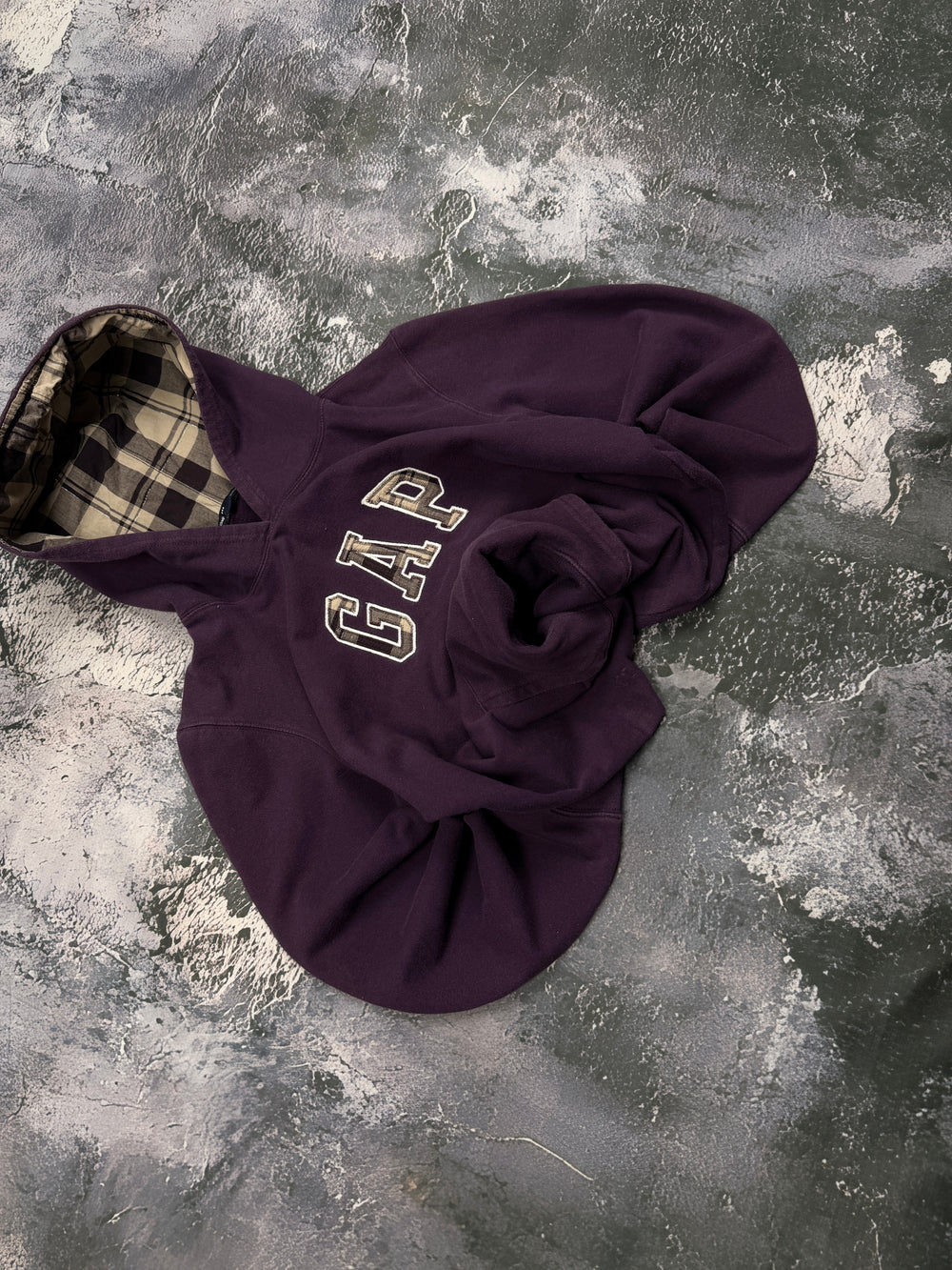 bluza hoodie fioletowa w kratę vintage unikatowa 90s GAP