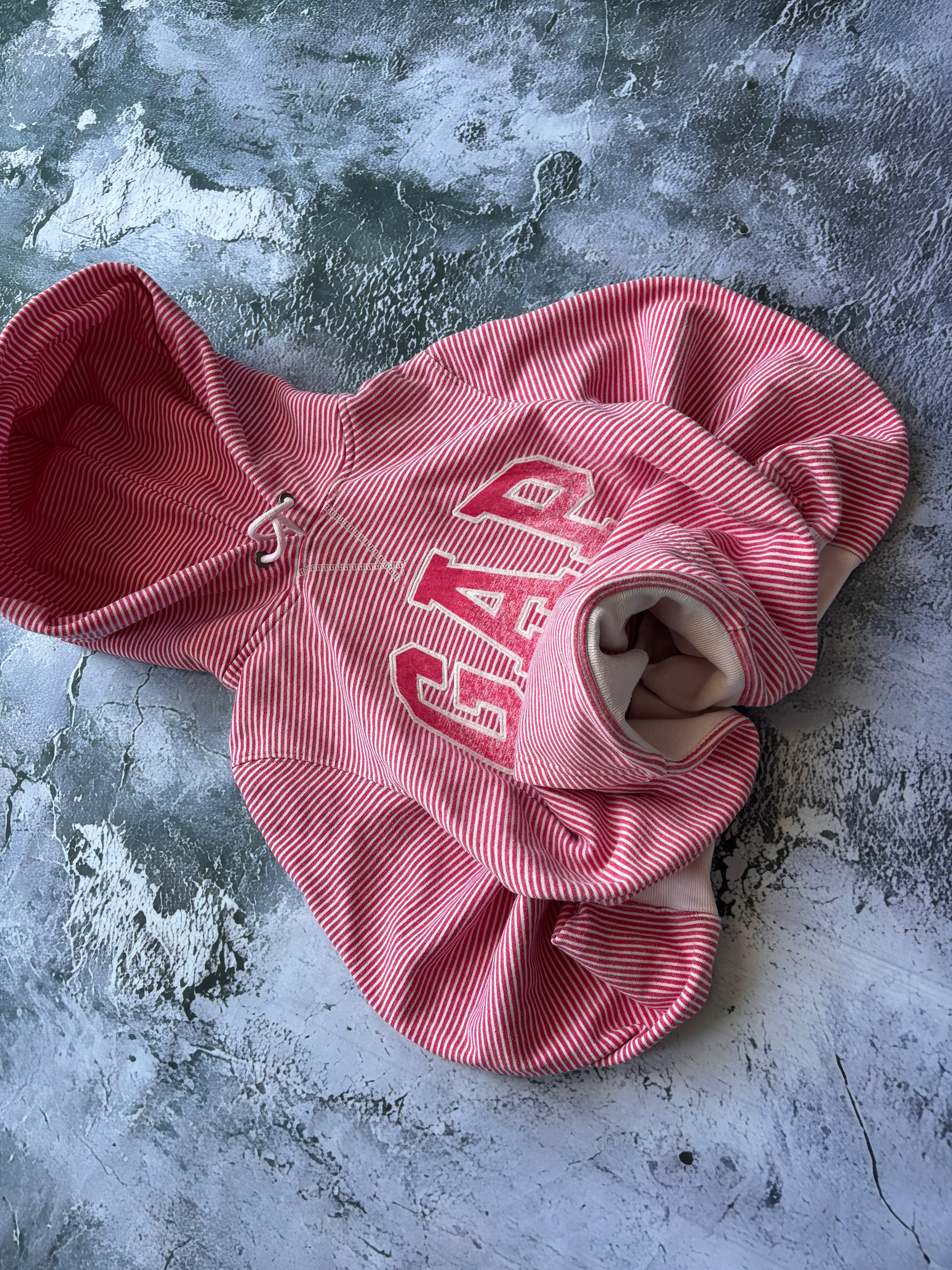 BLUZA HOODIE GAP W PASKI PINK PROSTY KRÓJ