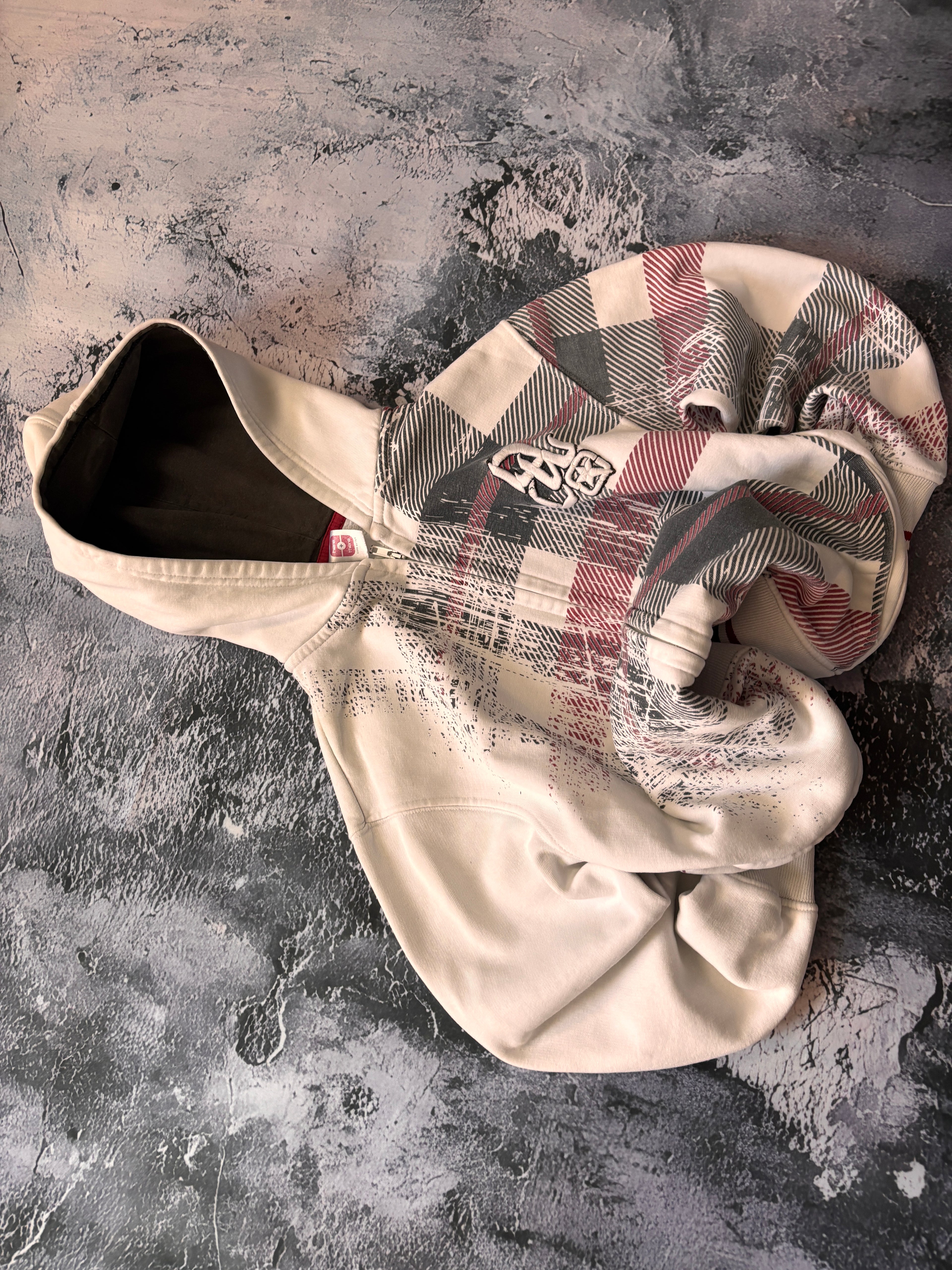 bluza zip hoodie w krate prosty krój unikat