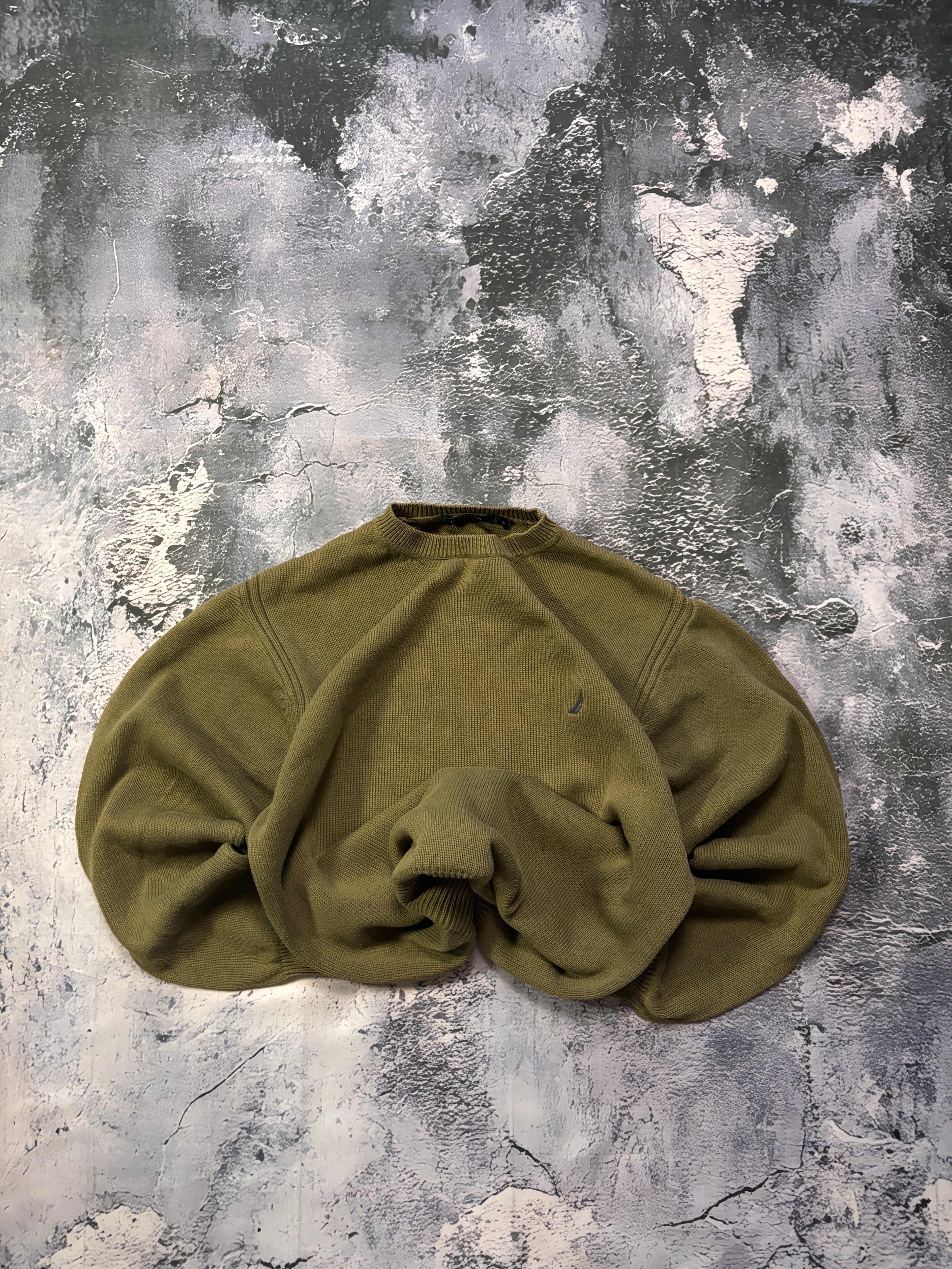 sweter crewneck retro khaki