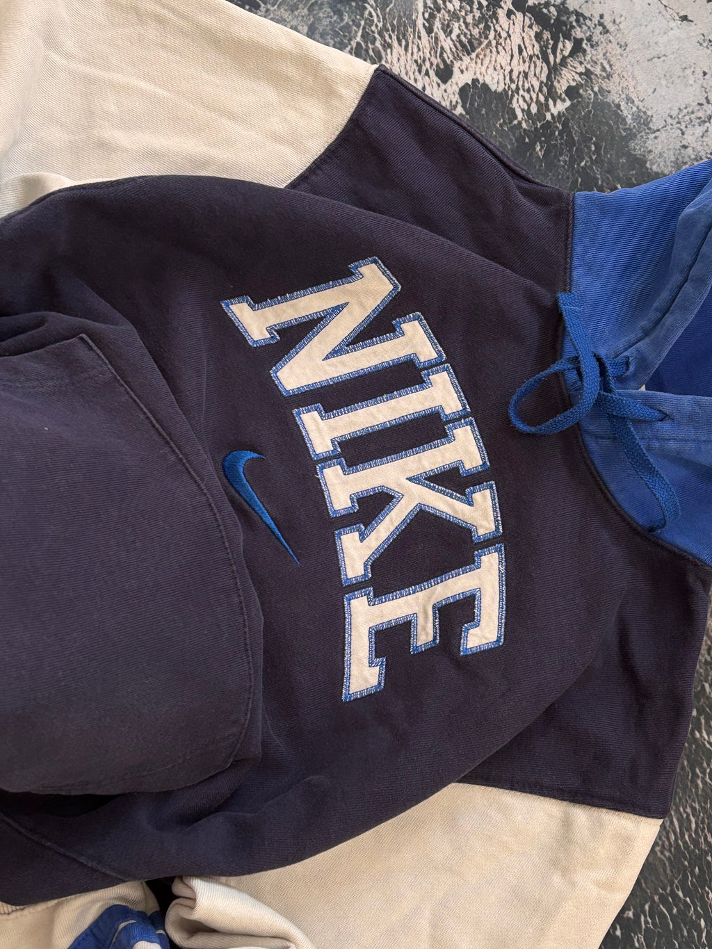 Nike hoodie vintage niebieska big logo 90s   oversize