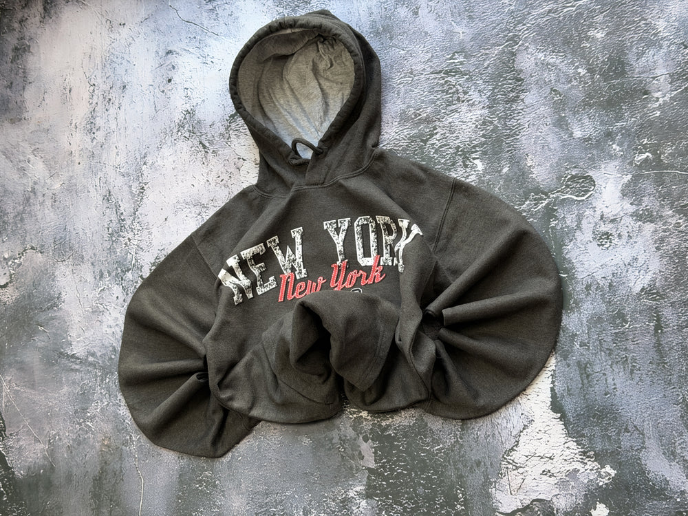 Bluza New York oliwkowa z kapturem – krój prosty – XS