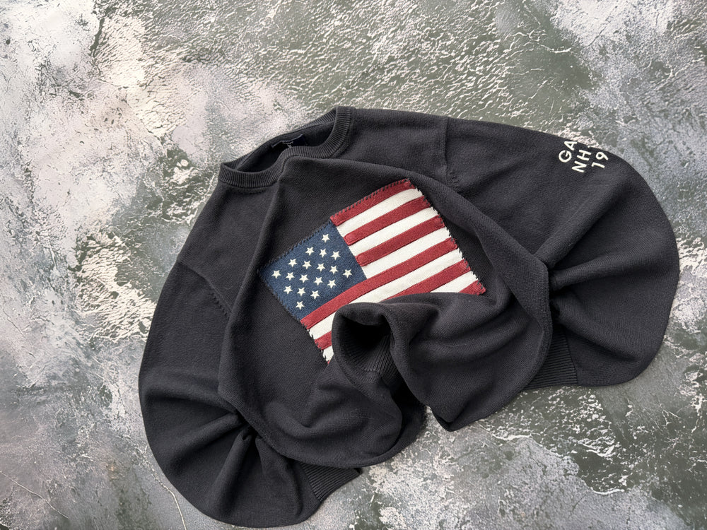 Bluza Old Navy czarna z flagą USA – krój prosty