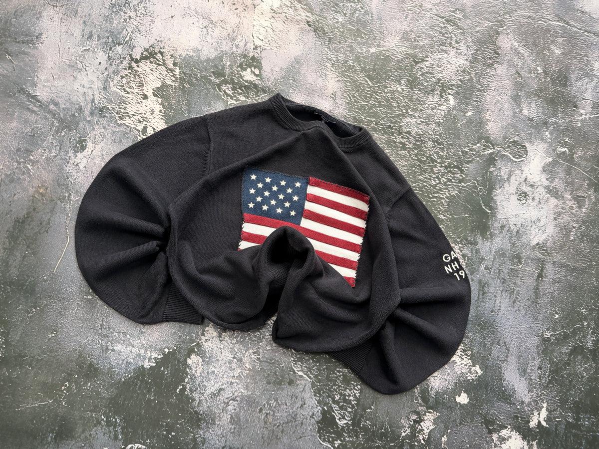 Bluza Old Navy czarna z flagą USA – krój prosty – zdjęcie główne
