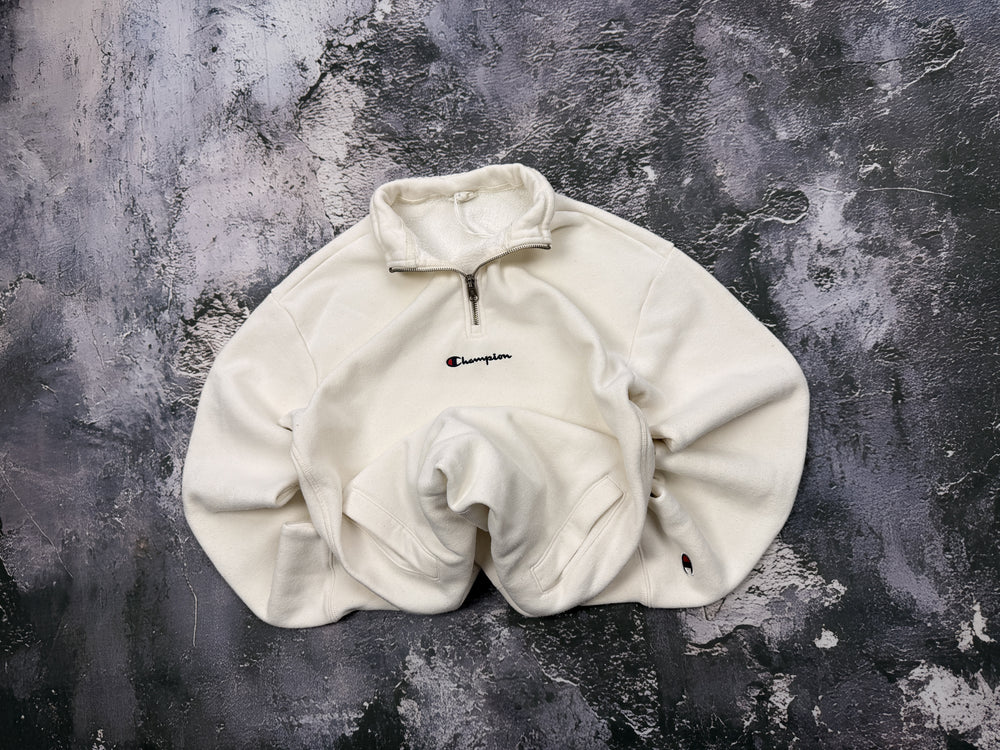 Bluza Champion kremowa half zip – krój prosty – S