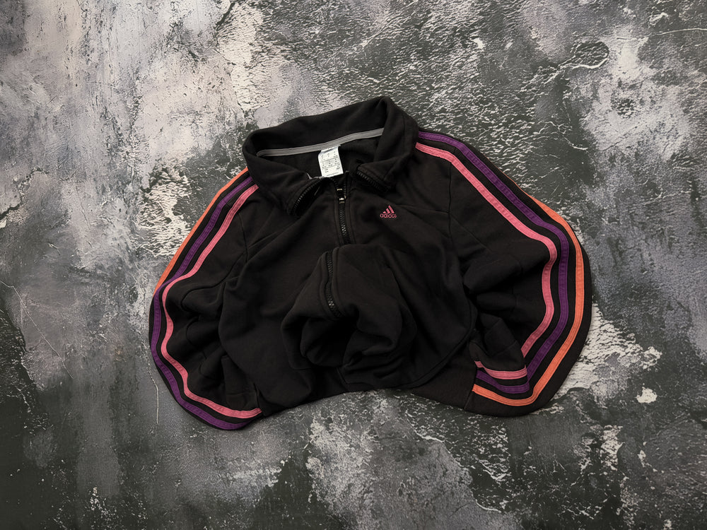 Bluza Adidas czarna z kolorowymi paskami – krój przylegający – S