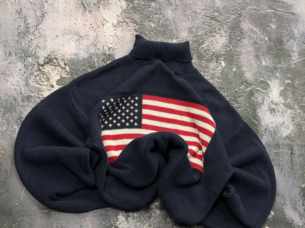 Golf granatowy z flagą USA – krój oversize – M