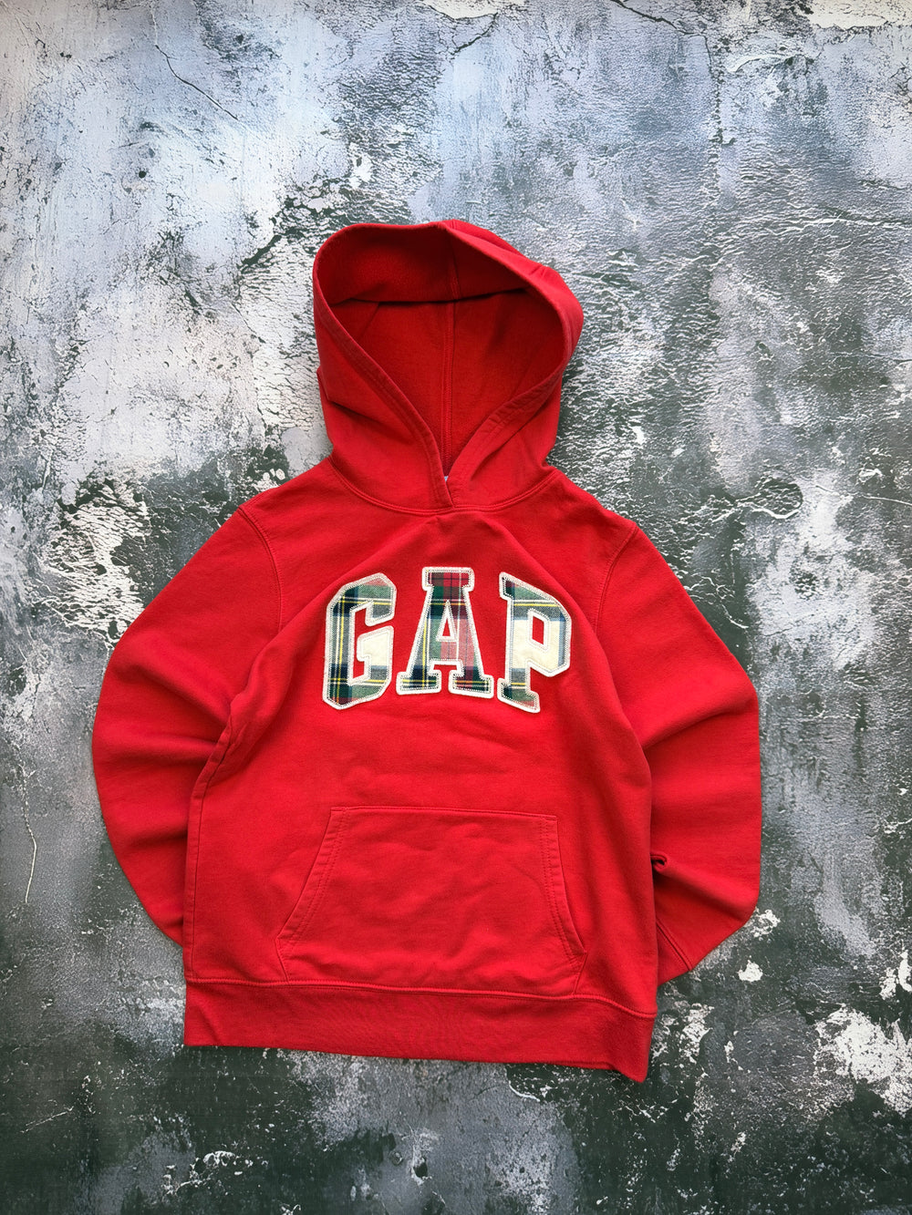 Bluza GAP czerwona z logo w kratę – krój prosty – XS