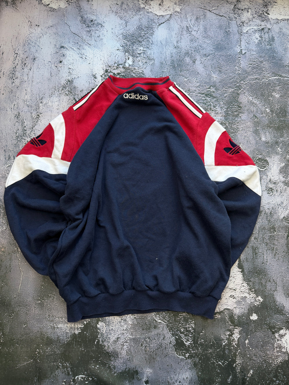 Bluza Adidas granatowo-czerwono-biała – krój oversize – XL