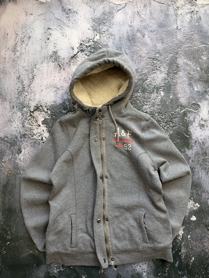 Bluza Abercrombie & Fitch szara ocieplana – krój przylegający – S