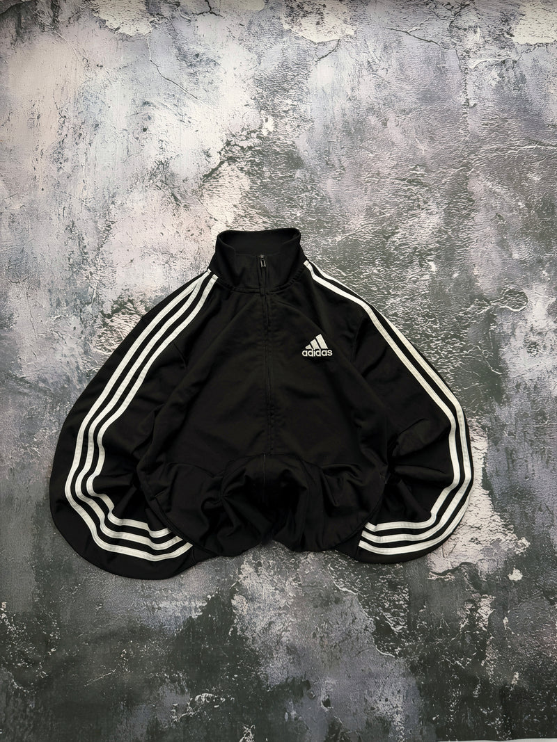 Bluza Adidas czarna rozpinana ze stójką i trzema paskami – krój prosty – XS — centralne