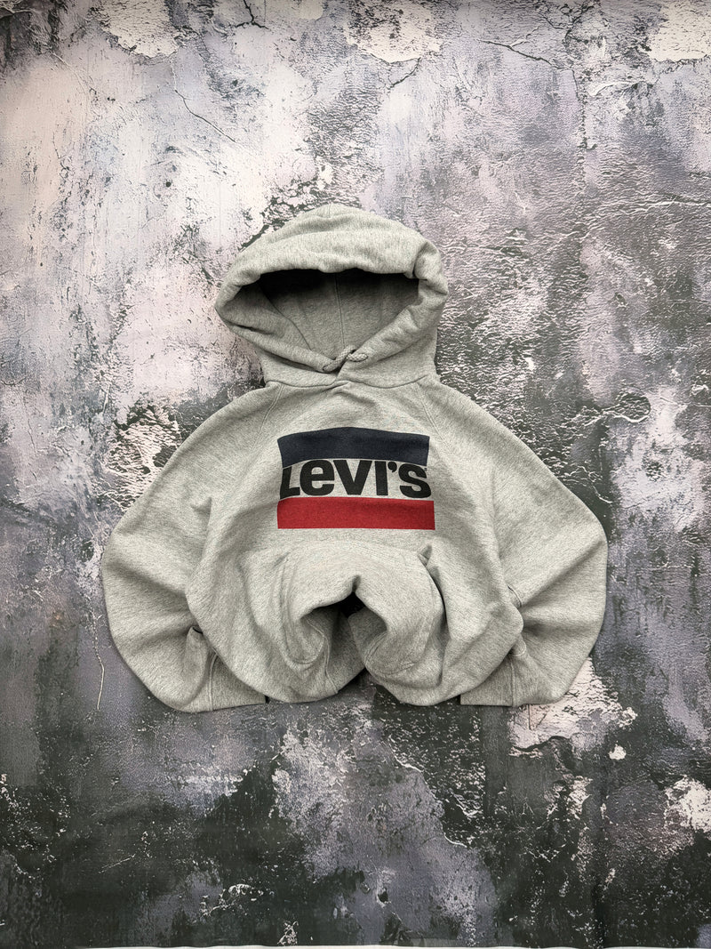 Bluza Levi’s szara z kapturem i dużym logo – krój prosty – L — centralne