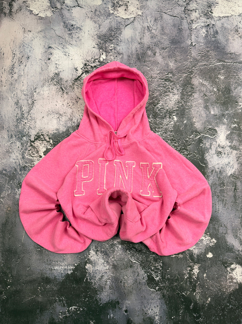 Bluza PINK różowa z kapturem i dużym napisem – krój prosty – M — centralne