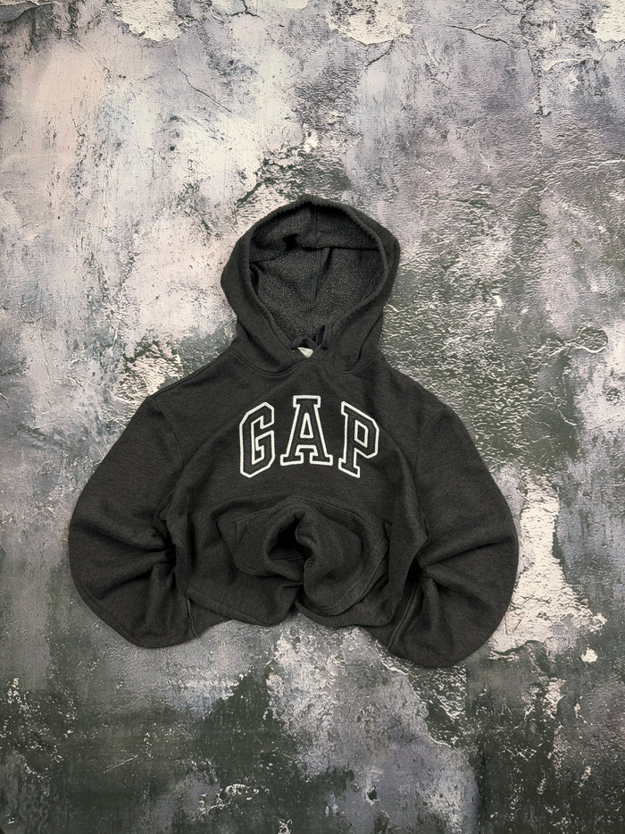 Bluza GAP grafitowa z kapturem i dużą aplikacją – krój prosty – M