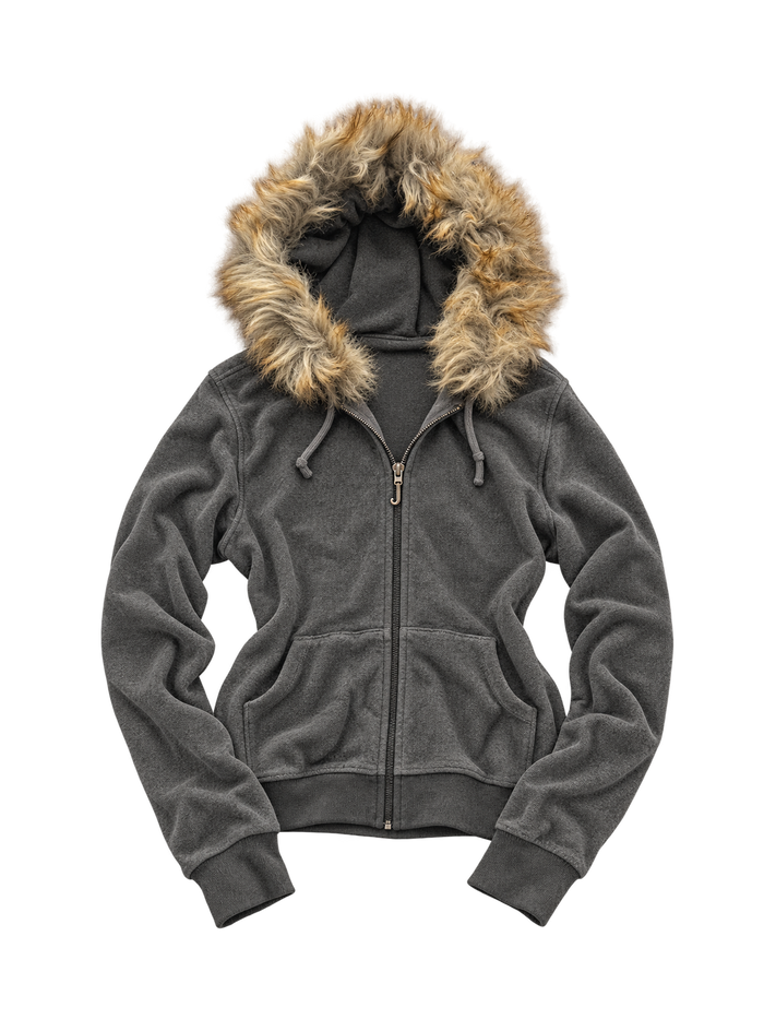 Bluza Juicy Couture grafitowa melanżowa z futerkiem