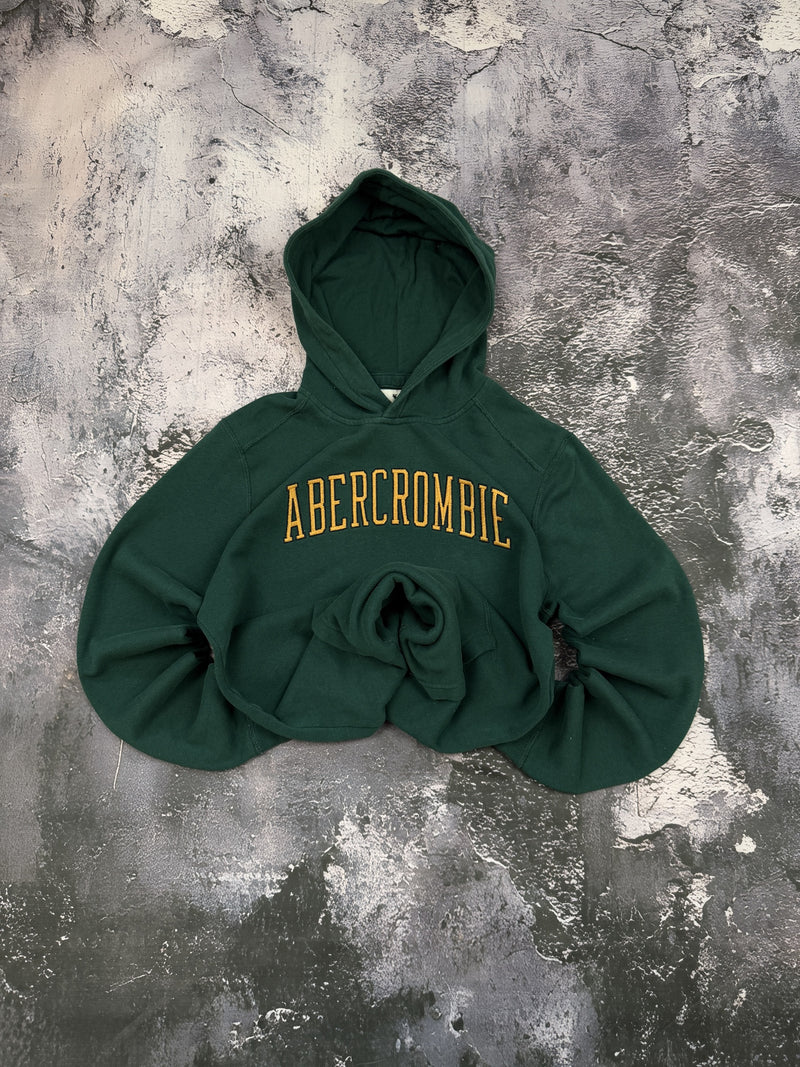 Bluza Abercrombie zielona z kapturem i żółtym napisem — zdjęcie główne