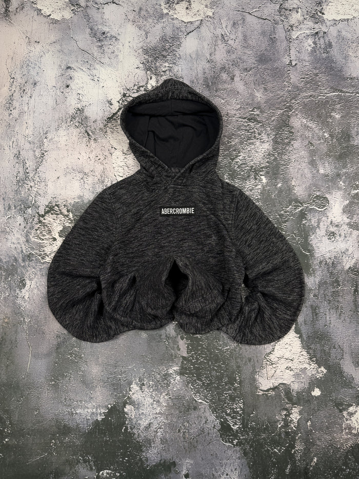 Bluza Abercrombie czarna melanżowa z kapturem i małą naszywką