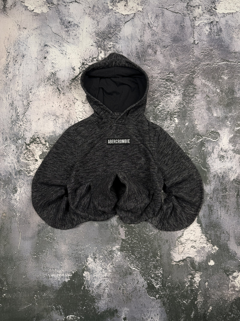 Bluza Abercrombie czarna melanżowa z kapturem i małą naszywką — zdjęcie główne