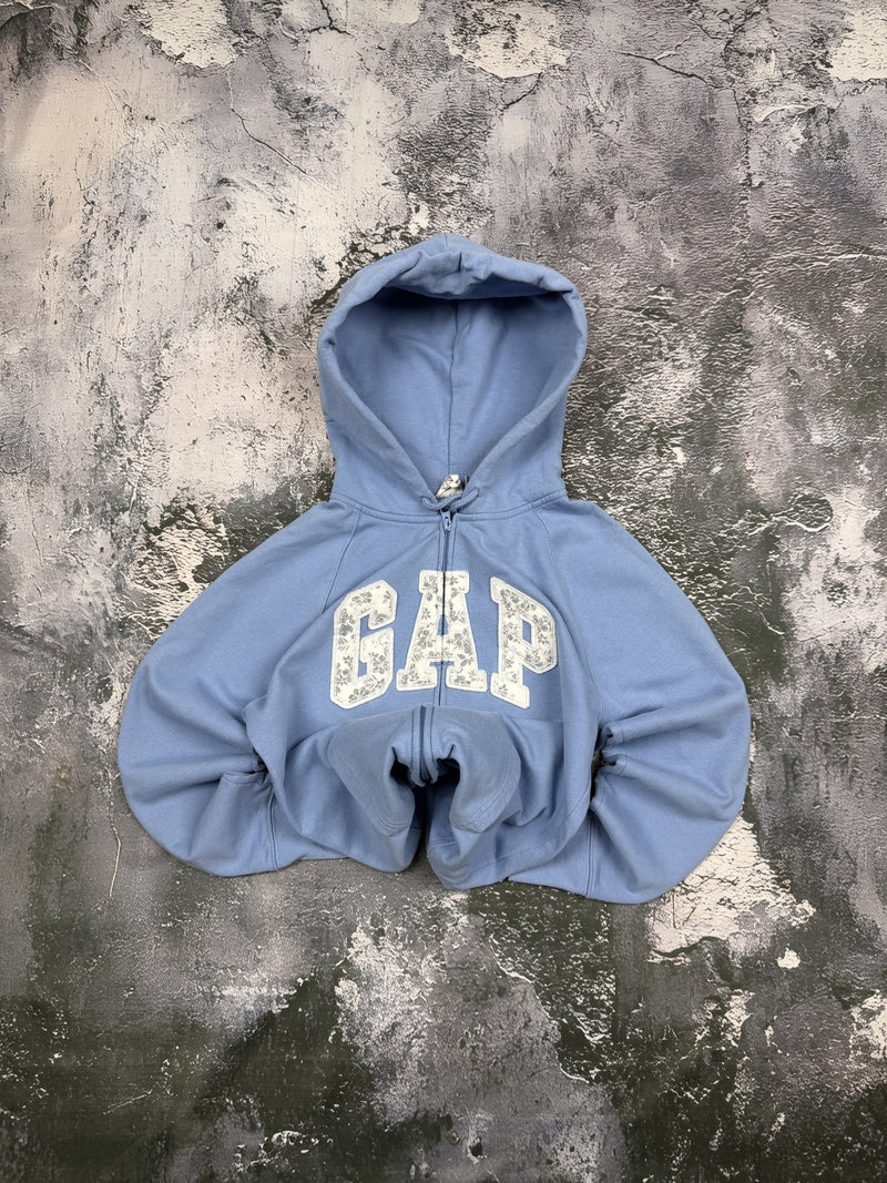 Bluza GAP niebieska rozpinana z kapturem i futerkiem — zdjęcie główne