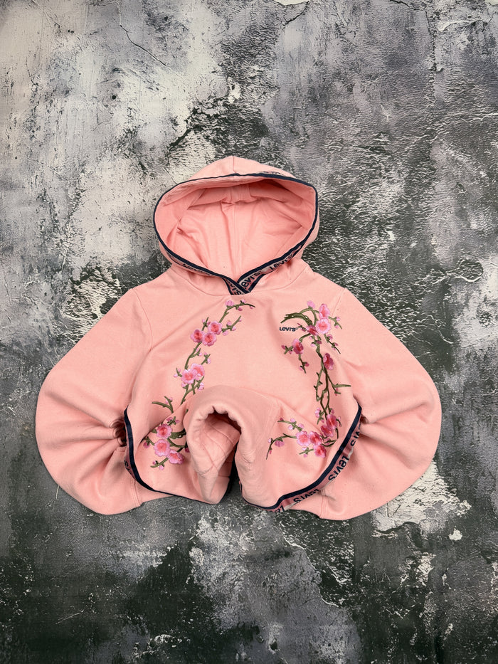 Bluza Levi’s różowa z kapturem, taśmami i motywem sakury — Sakura